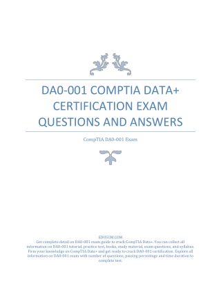 DA0-001 CompTIA Data  Certification Exam Questions and Answers