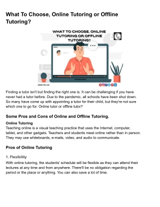What to choose, online tutoring or offline tutoring
