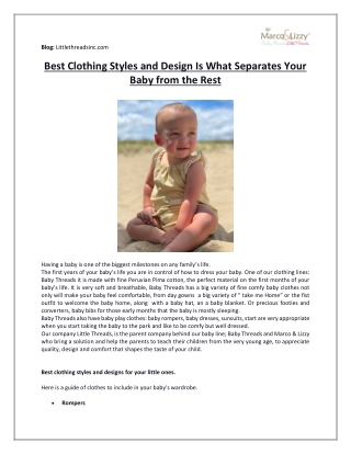 Best Clothing Styles and design is what separates your baby from the rest