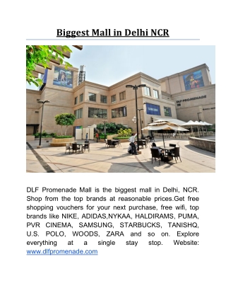 Biggest Mall in Delhi NCR