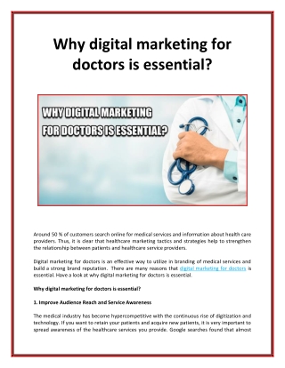 Why digital marketing for doctors is essential