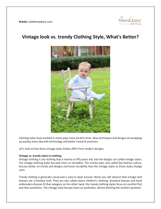 Vintage look vs. trendy Clothing Style, What's Better?