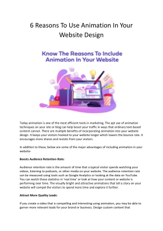 6 Reasons To Use Animation In Your Website Design