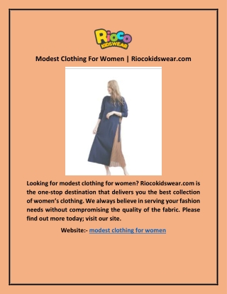 Modest Clothing For Women | Riocokidswear.com