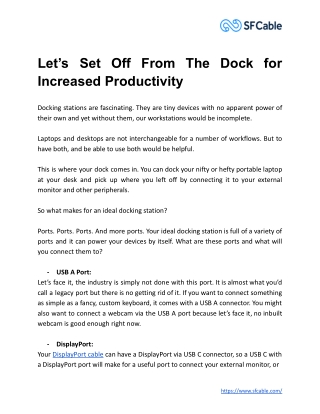 Let’s Set Off From The Dock for Increased Productivity