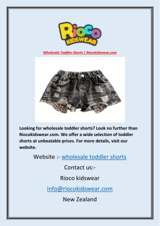 Wholesale Toddler Shorts | Riocokidswear.com
