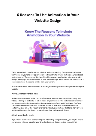 6 Reasons To Use Animation In Your Website Design