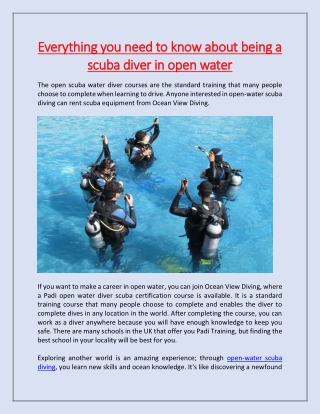 Everything you need to know about being a scuba diver in open water