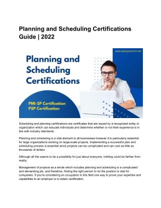 Planning and Scheduling Certifications Guide | 2022