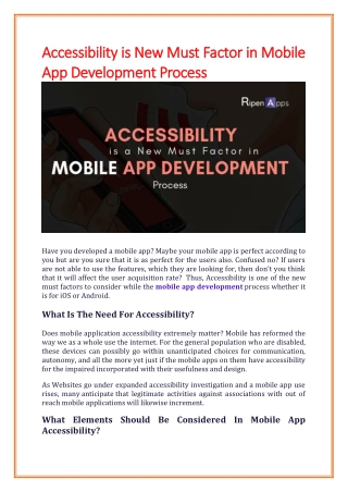 Accessibility is New Must Factor in Mobile App Development Process