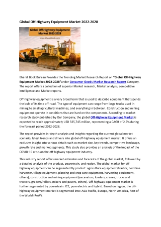 Global Off-Highway Equipment Market 2022-2028