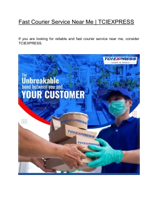 Fast Courier Service Near Me  | TCIEXPRESS