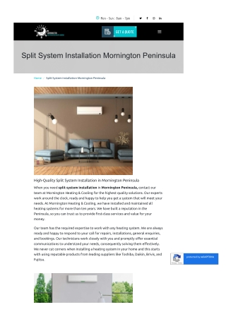 Split System Installation Mornington Peninsula