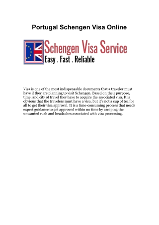 Portugal Schengen Visa Online