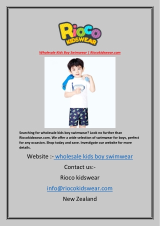 Wholesale Kids Boy Swimwear | Riocokidswear.com