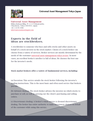 Experts in the field of ideas are stockbrokers