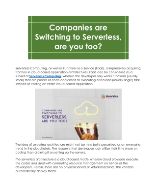 Companies are Switching to Serverless; are you too?