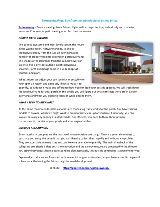 Terrace awnings Buy from the manufacturer at low prices