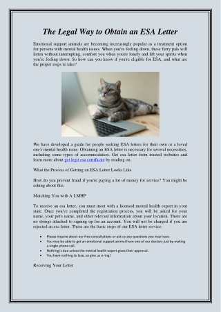 The Legal Way to Obtain an ESA Letter