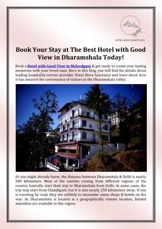 Best Hotel In Mcleodganj Dharamshala