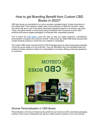 How to get Branding Benefit from Custom CBD Boxes in 2022?