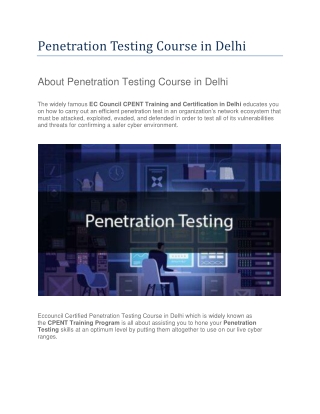Penetration Testing Course in Delhi