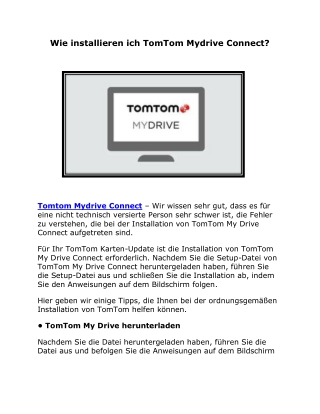 Wie installieren ich TomTom Mydrive Connect-converted