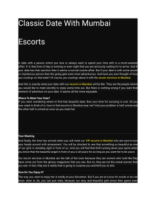 Classic Date With Mumbai Escorts