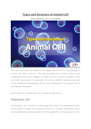 Types and Structure of Animal Cell