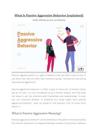 What Is Passive Aggressive Behavior
