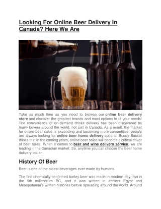 Looking For Online Beer Delivery In Canada