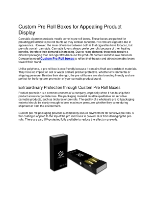 Custom Pre Roll Boxes for Appealing Product Display