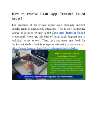 How to resolve Cash App Transfer Failed issues?