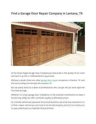 Find a Garage Door Repair Company in Lantana