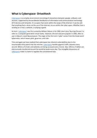 What is Cyberspace- Cyberspace