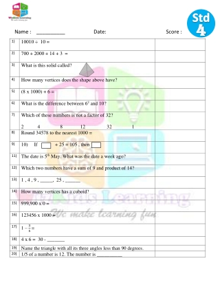 Mental Wizkids Worksheet Prep 4250422