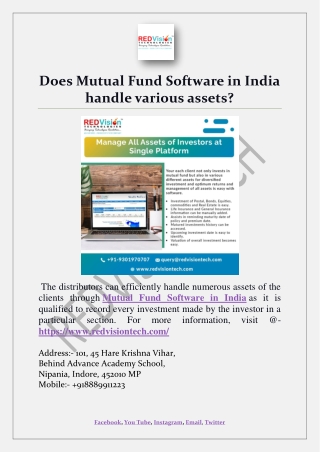 Does Mutual Fund Software in India handle various assets