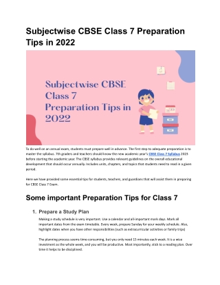Subjectwise CBSE Class 7 Preparation Tips in 2022