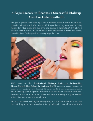 5 Keys Factors to Become a Successful Makeup Artist in Jacksonville FL