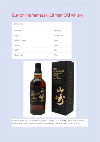 Buy online Yamazaki 18 Year Old whisky