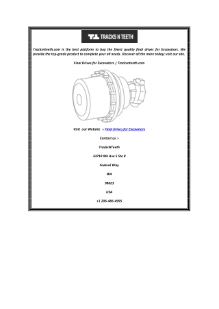 Final Drives for Excavators  Tracksnteeth.com