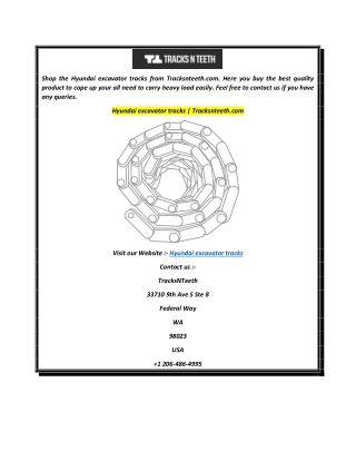 Hyundai excavator tracks  Tracksnteeth.com