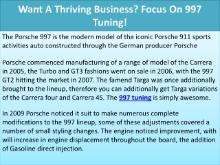 Want A Thriving Business? Focus On 997 Tuning!