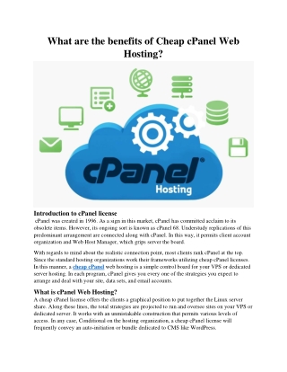 What are the benefits of Cheap cPanel Web Hosting