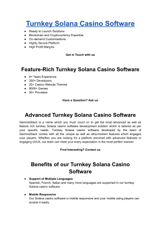 Turnkey Solana Casino Software