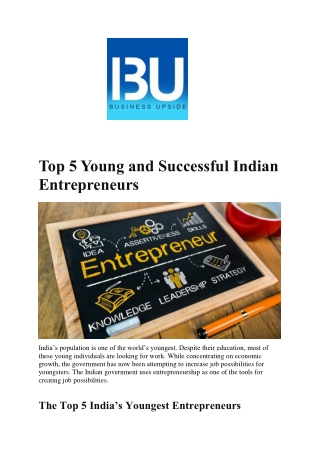 Top 5 Young and Successful Indian Entrepreneurs