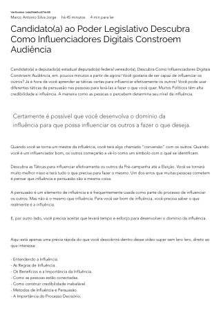 Candidato(a) ao Poder Legislativo Descubra Como Influenciadores Digitais Constroem Audiência