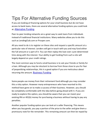 Alternative Funding