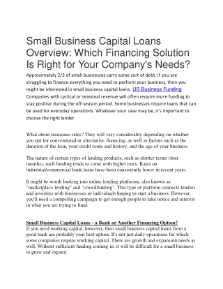 Business Capital Loans