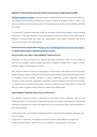 Whiplash Treatment Market Overview, Recent Trends and Future Opportunities by 2028